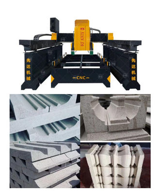 Dual beam bridge type linear cutting and milling machine for large scale special-shaped stone