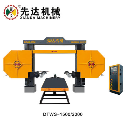 CNC diamond wire saw machine with 1500x3000x1200mm max processing size, 11kw main motor, and 360° rotation