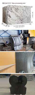 CNC diamond wire saw machine with 1500x3000x1200mm max processing size, 11kw main motor, and 360° rotation
