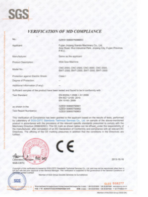 China Fujian Xianda Machinery co.,ltd certification